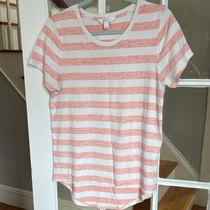 Market & Spruce Coral and Cream Striped Top size M